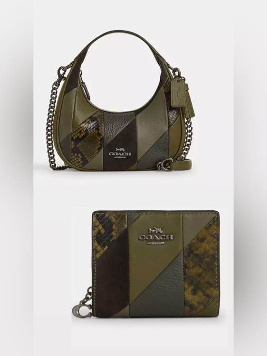 Coach Carmen Mini Crossbody Bag AND WALLET, Olive Multi-Leather Design. - Picture 1 of 15
